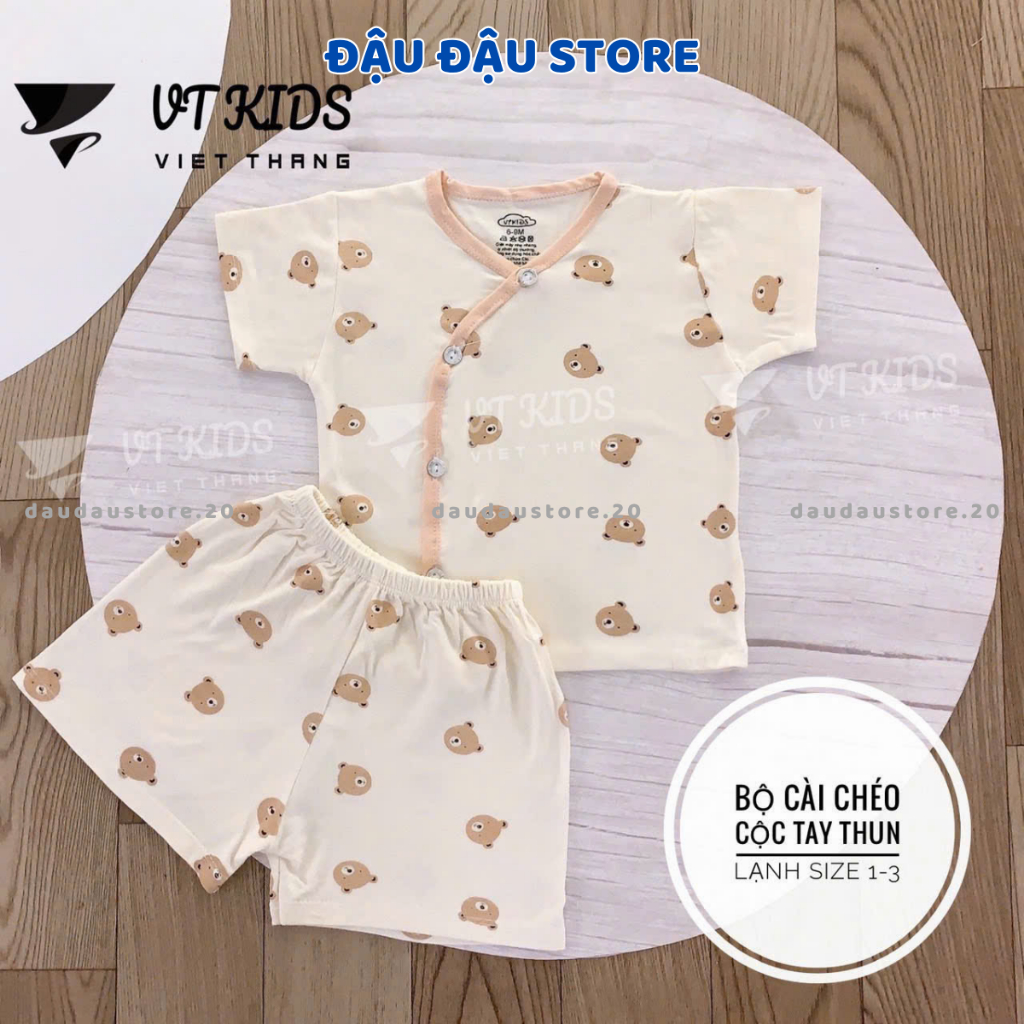 Set 2-3 Bộ quần áo cộc tay sơ sinh trơn vải thun lạnh mềm mịn mát cho bé sơ sinh size 0-9 tháng CL06 Đậu Đậu Store