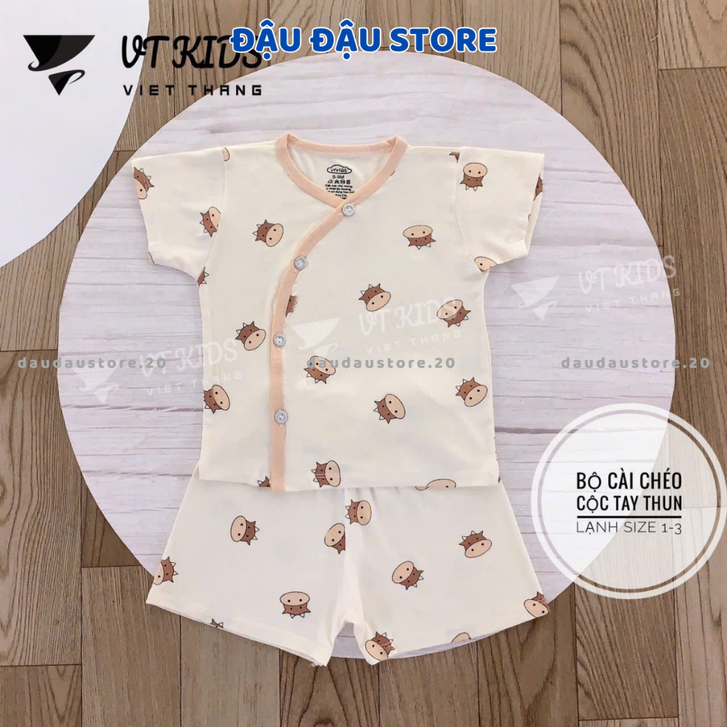 Set 2-3 Bộ quần áo cộc tay sơ sinh trơn vải thun lạnh mềm mịn mát cho bé sơ sinh size 0-9 tháng CL06 Đậu Đậu Store