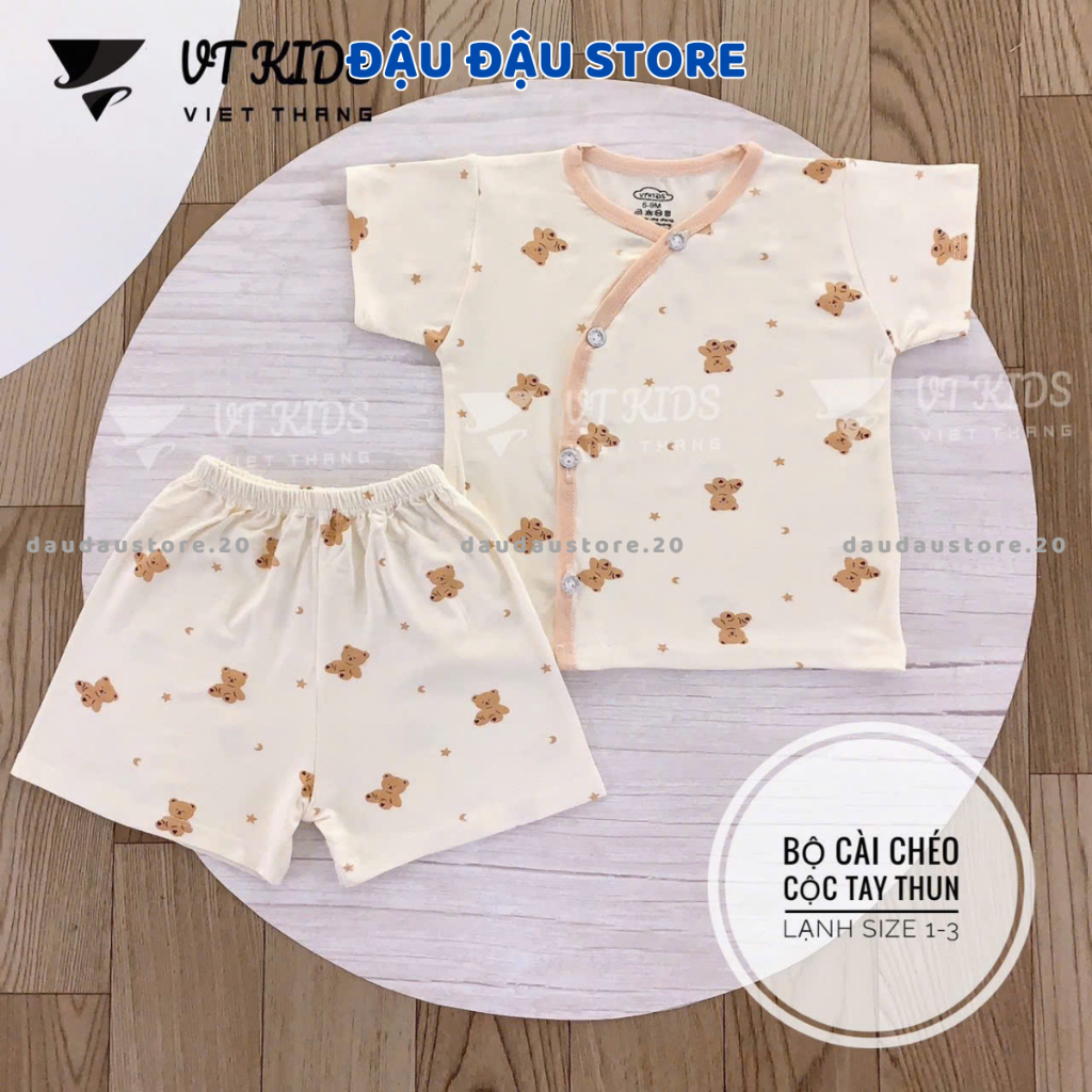 Set 2-3 Bộ quần áo cộc tay sơ sinh trơn vải thun lạnh mềm mịn mát cho bé sơ sinh size 0-9 tháng CL06 Đậu Đậu Store