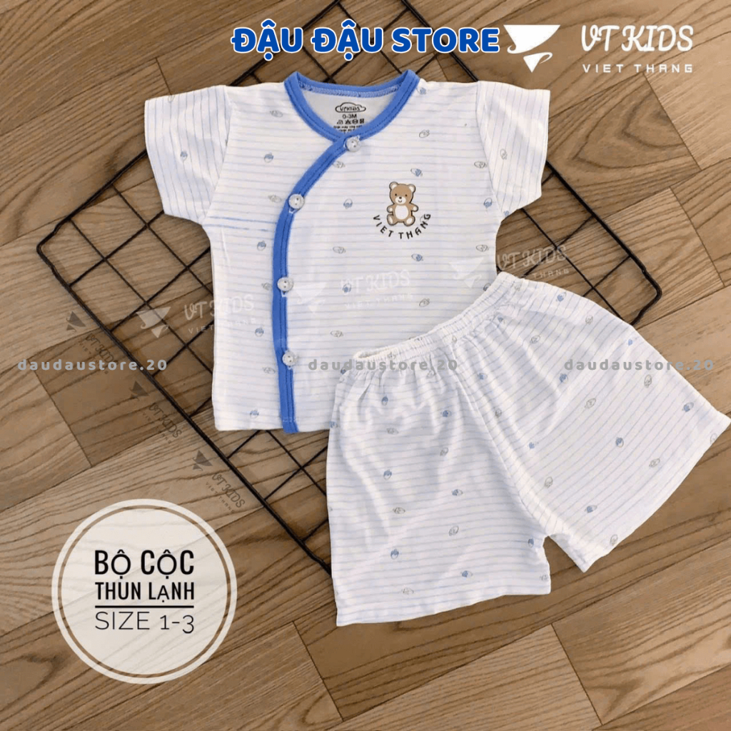 Combo 2-3 Bộ cộc tay sơ sinh chất vải thun lạnh màu in ngực mềm mịn cho bé sơ sinh size 0-9 tháng [CL101] Đậu Đậu Store