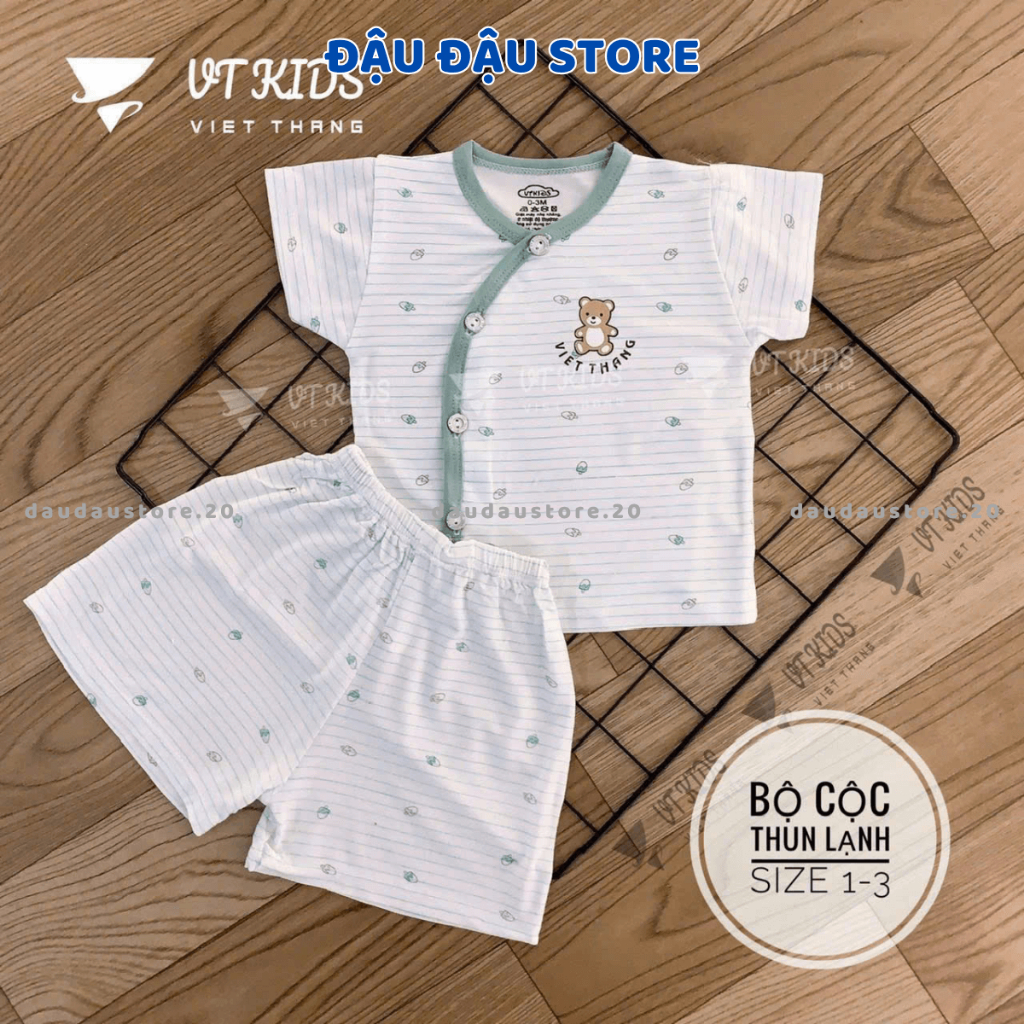 Combo 2-3 Bộ cộc tay sơ sinh chất vải thun lạnh màu in ngực mềm mịn cho bé sơ sinh size 0-9 tháng [CL101] Đậu Đậu Store