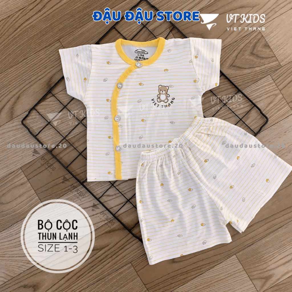 Combo 2-3 Bộ cộc tay sơ sinh chất vải thun lạnh màu in ngực mềm mịn cho bé sơ sinh size 0-9 tháng [CL101] Đậu Đậu Store