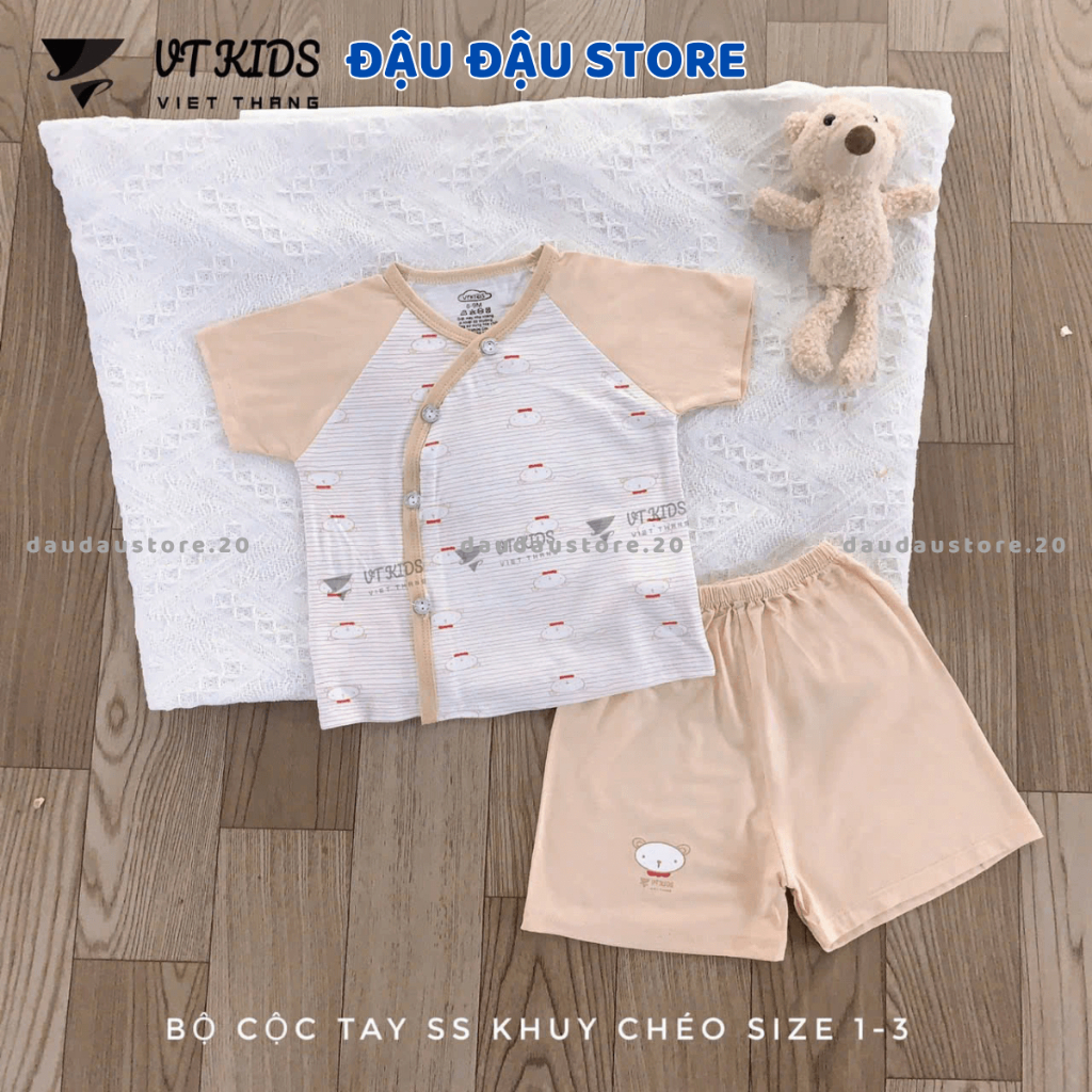 Set 2/3 Bộ sơ sinh cộc tay màu chất thun lạnh in phối màu mềm mịn mát cho bé sơ sinh 0-9 tháng  [CL114]  Đậu Đậu Store