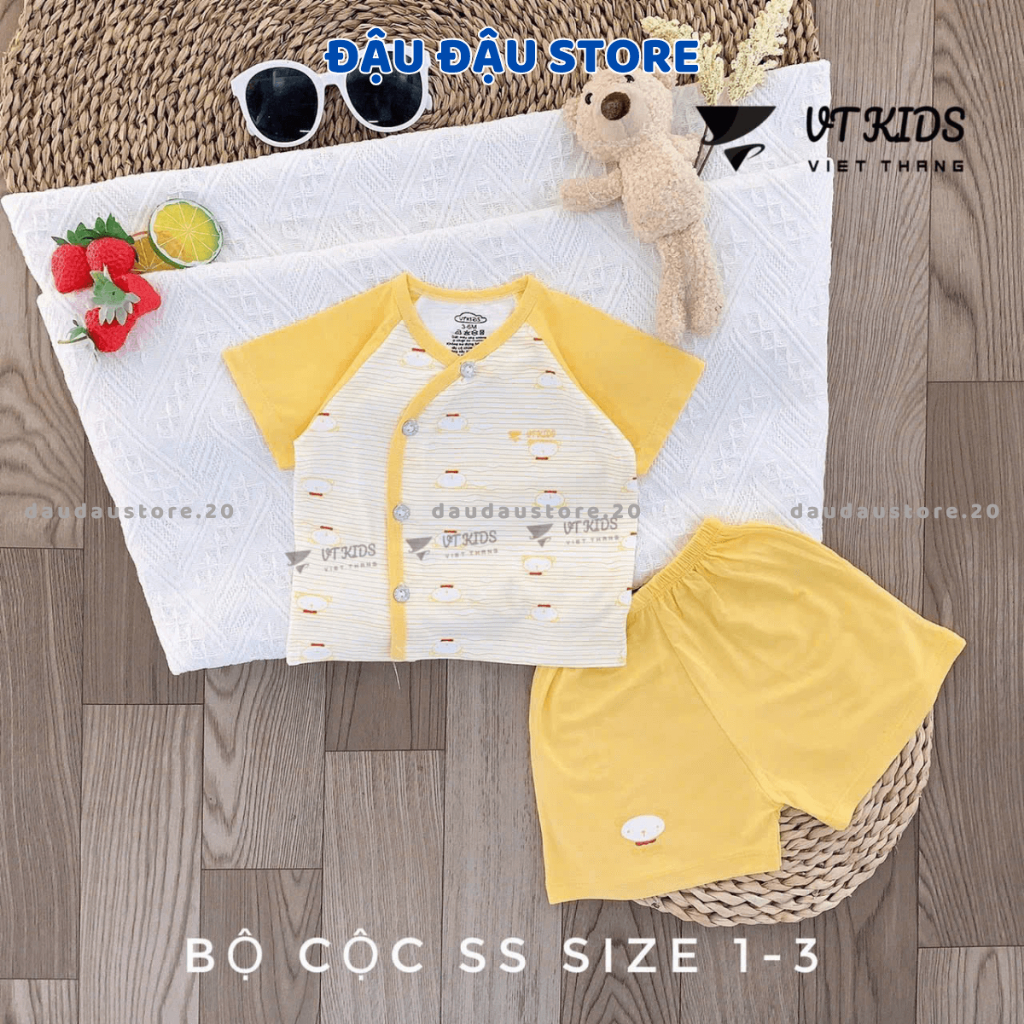 Set 2/3 Bộ sơ sinh cộc tay màu chất thun lạnh in phối màu mềm mịn mát cho bé sơ sinh 0-9 tháng  [CL114]  Đậu Đậu Store