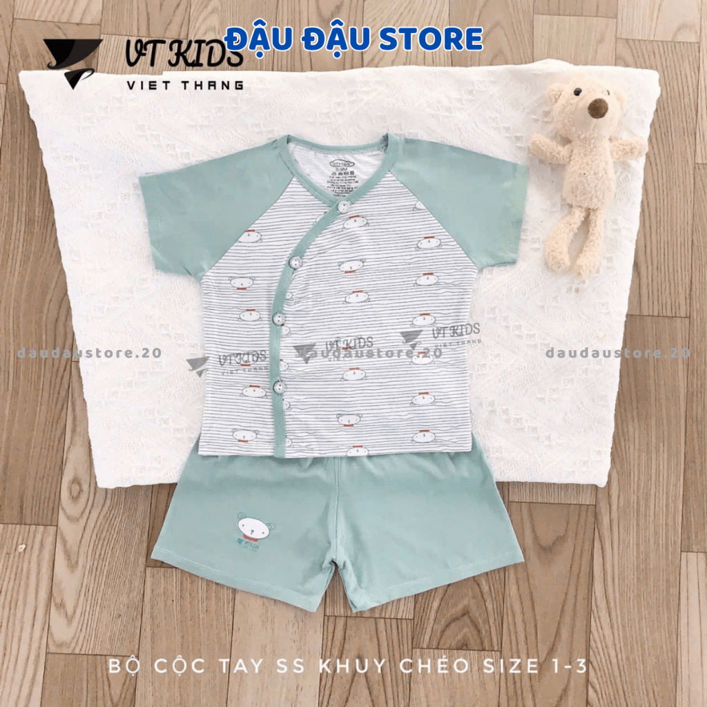 Set 2/3 Bộ sơ sinh cộc tay màu chất thun lạnh in phối màu mềm mịn mát cho bé sơ sinh 0-9 tháng  [CL114]  Đậu Đậu Store