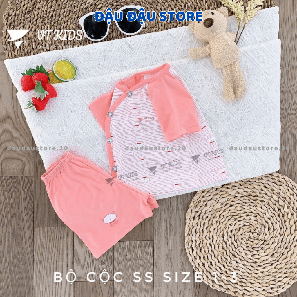 Set 2/3 Bộ sơ sinh cộc tay màu chất thun lạnh in phối màu mềm mịn mát cho bé sơ sinh 0-9 tháng  [CL114]  Đậu Đậu Store