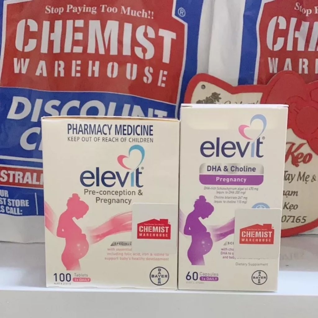 Vitamin Tổng Hợp Elevit cho bà bầu,(100v) bổ sung vitamin A, B, C, D, E, B9,canxi, kẽm cho mẹ bầu Elevit Pregnancy, Úc