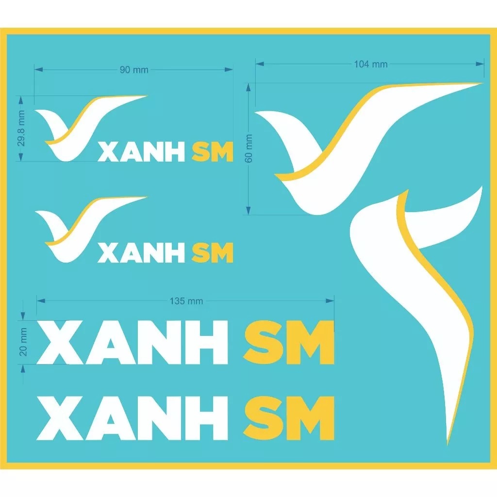 tem dán xanh SM,tem dán ô tô taxi SM,xe máy bike Sm ,mũ bảo hiểm