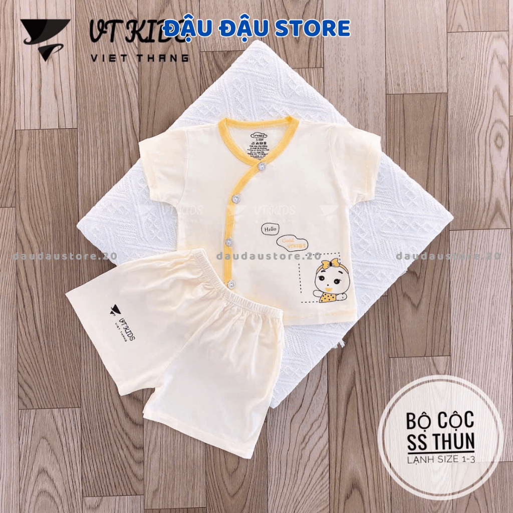 Set 5 Bộ sơ sinh cộc tay màu chất thun lạnh in phối màu mềm mịn mát cho bé sơ sinh 3-9kg  [CL08]  Đậu Đậu Store