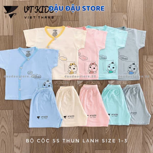 Set 5 Bộ sơ sinh cộc tay màu chất thun lạnh in phối màu mềm mịn mát cho bé sơ sinh 3-9kg [CL08] Đậu Đậu Store