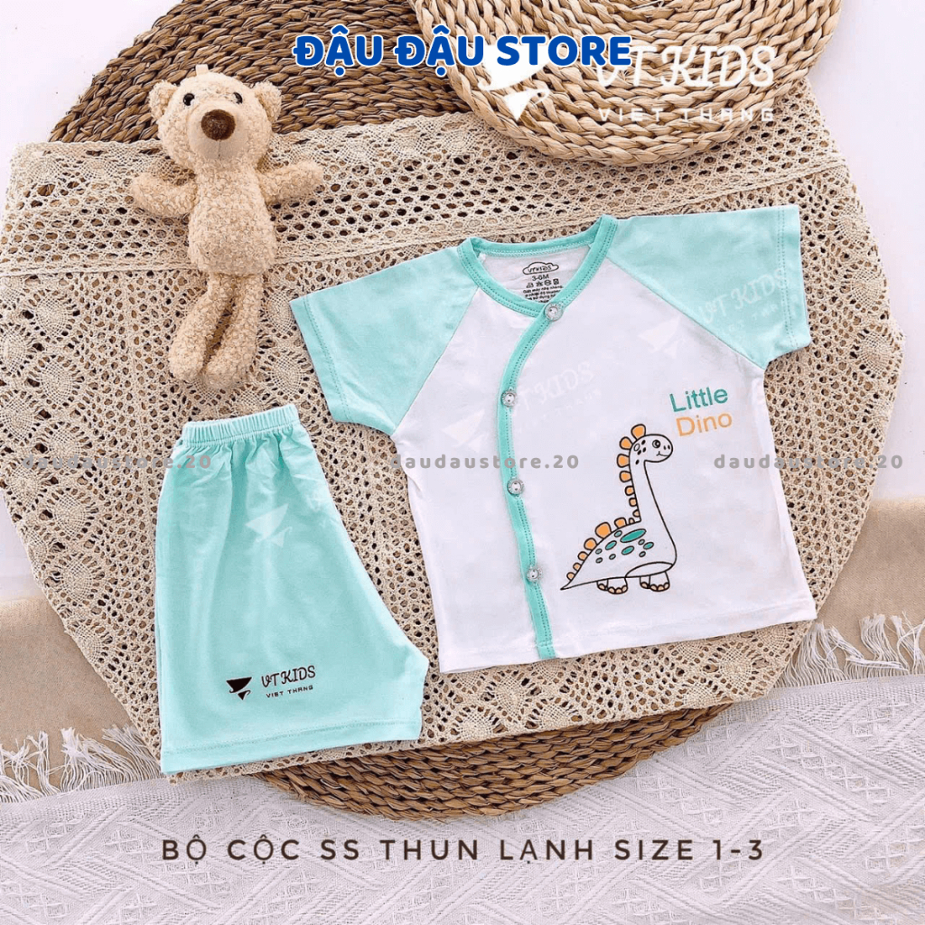 Combo 5 Bộ cộc tay sơ sinh chất vải thun lạnh màu in ngực mềm mịn cho bé sơ sinh size 0-9 tháng [ CL117 ] Đậu Đậu Store