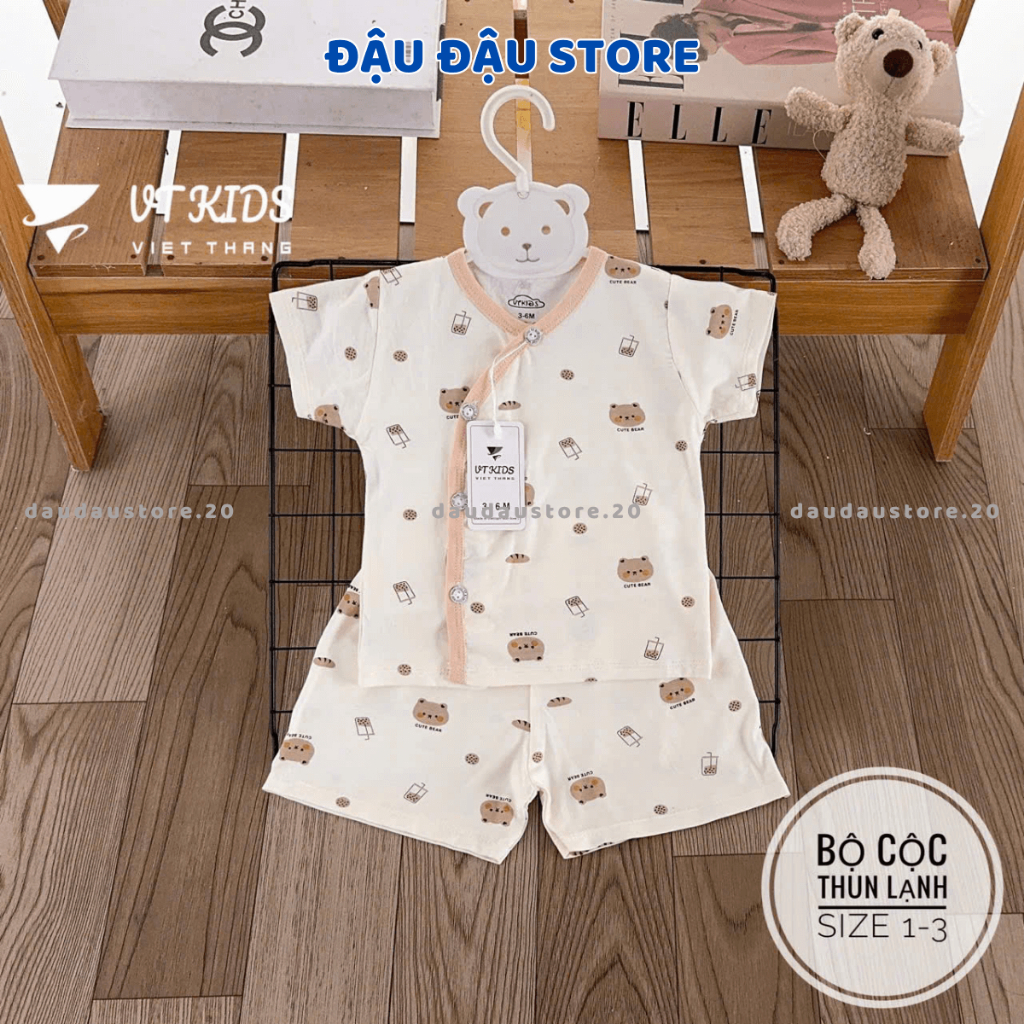 Set 2/3/5 Bộ cộc tay sơ sinh màu kem trơn vải thun lạnh mềm mịn mát cho bé sơ sinh size 0-9 tháng [CL160] Đậu Đậu Store