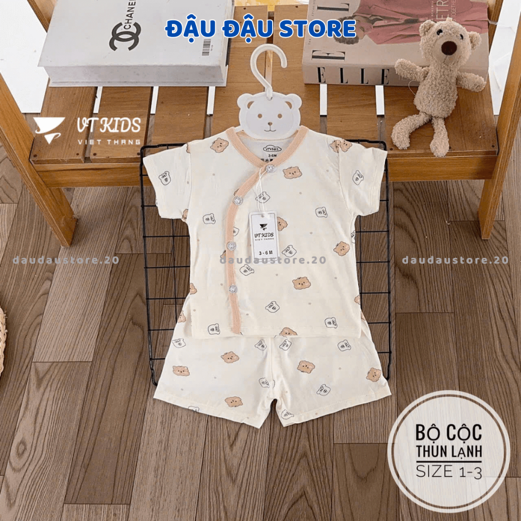 Set 2/3/5 Bộ cộc tay sơ sinh màu kem trơn vải thun lạnh mềm mịn mát cho bé sơ sinh size 0-9 tháng [CL160] Đậu Đậu Store