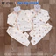 Bộ dài tay sơ sinh thun lạnh VT cho bé sơ sinh 3-9 kg nền kem vải thun lạnh in hoạ tiết DL160 Đậu Đậu Store