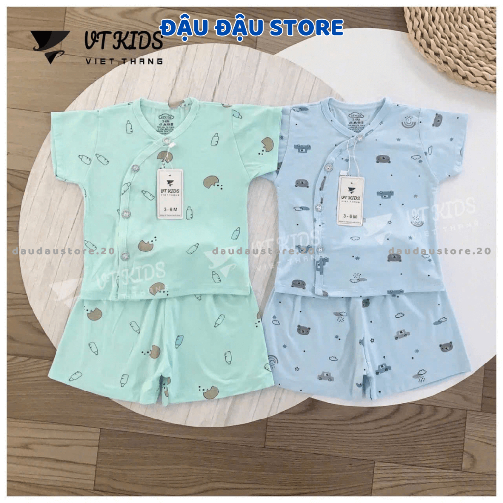 Set 2/3 Bộ sơ sinh cộc tay màu VT chất thun lạnh in phối màu mềm mịn mát cho bé sơ sinh 0-9 tháng  [CL04]  Đậu Đậu Store