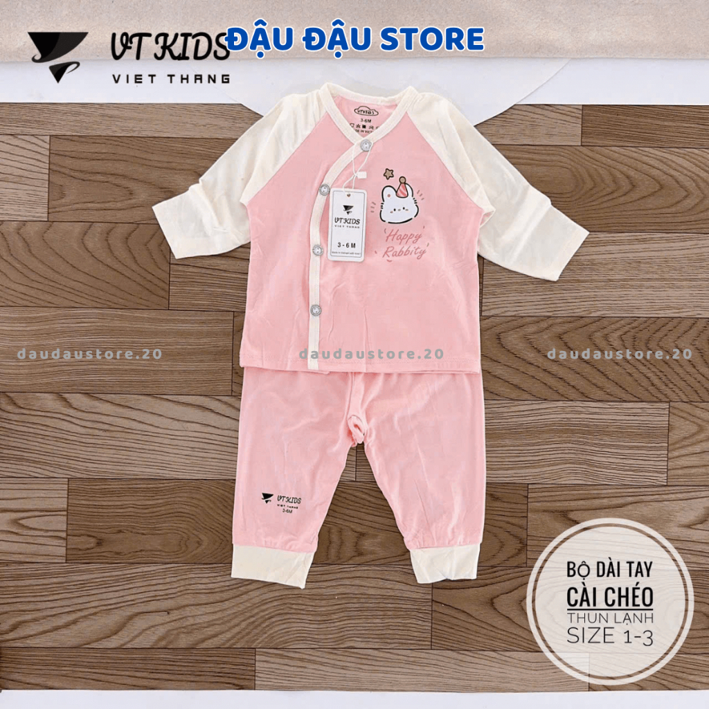 Combo 2/3 Bộ dài tay thun petit VT cho bé sơ sinh phối màu in hoạ tiết cho bé 0 - 9 tháng Đậu Đậu Store [DL01]