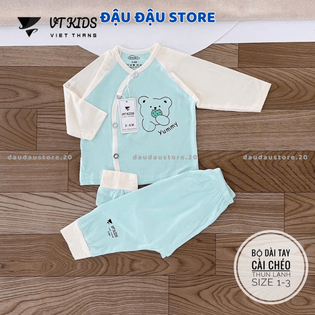 Combo 2/3 Bộ dài tay thun petit VT cho bé sơ sinh phối màu in hoạ tiết cho bé 0 - 9 tháng Đậu Đậu Store [DL01]