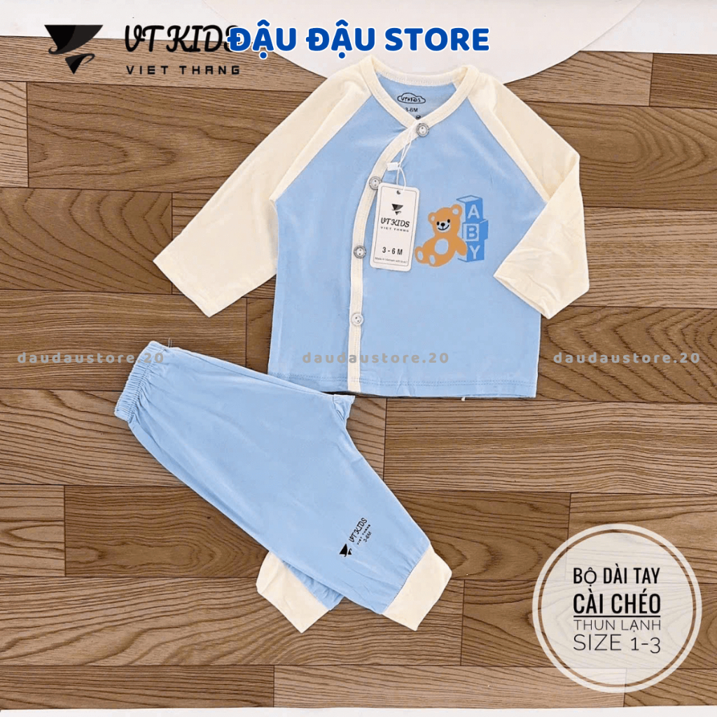 Combo 2/3 Bộ dài tay thun petit VT cho bé sơ sinh phối màu in hoạ tiết cho bé 0 - 9 tháng Đậu Đậu Store [DL01]
