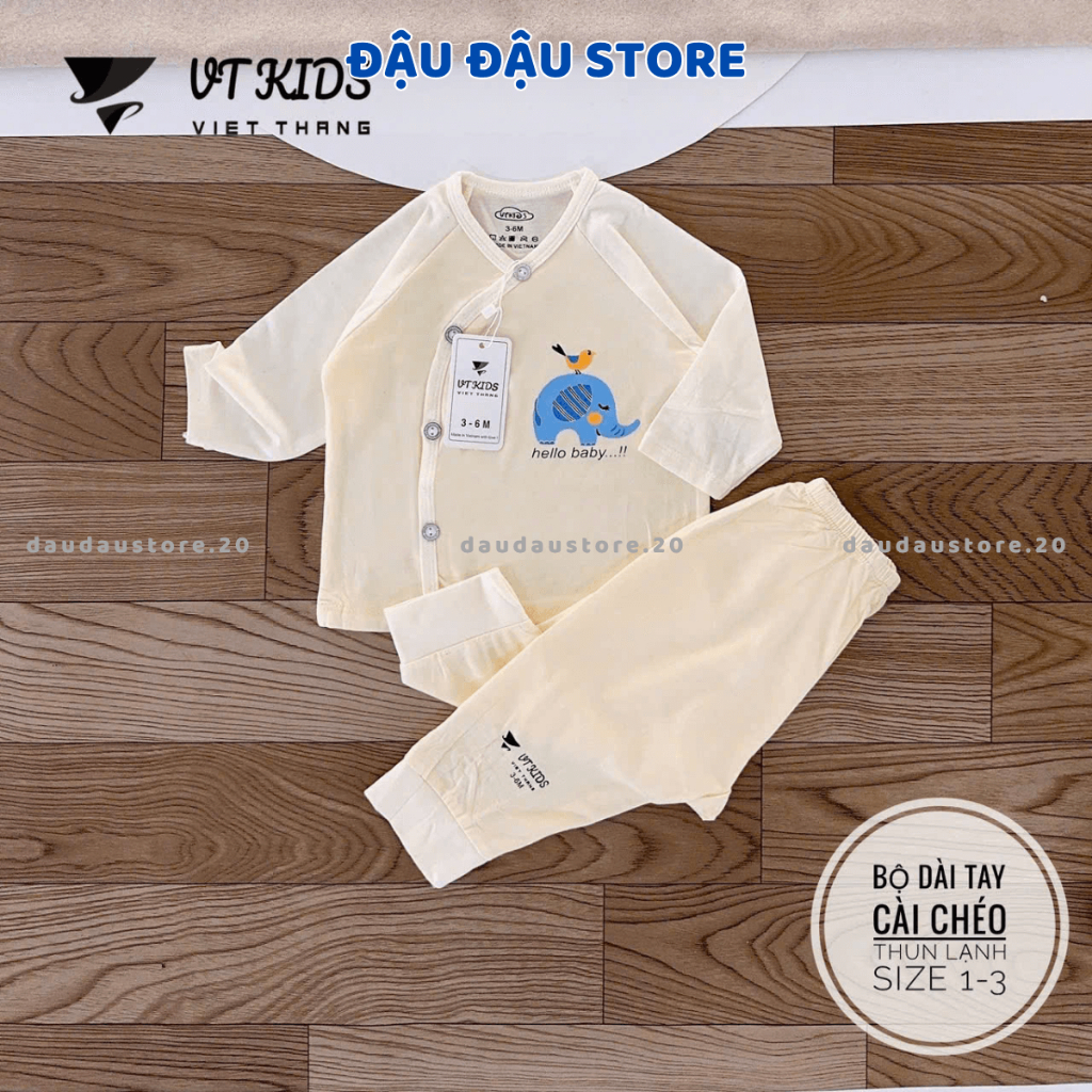 Combo 2/3 Bộ dài tay thun petit VT cho bé sơ sinh phối màu in hoạ tiết cho bé 0 - 9 tháng Đậu Đậu Store [DL01]
