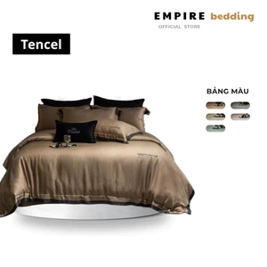 Bộ chăn ga gối nệm set 5 món tencel 120s ga chần EMPIRE cao cấp chăn chần bông bo chun drap giường
