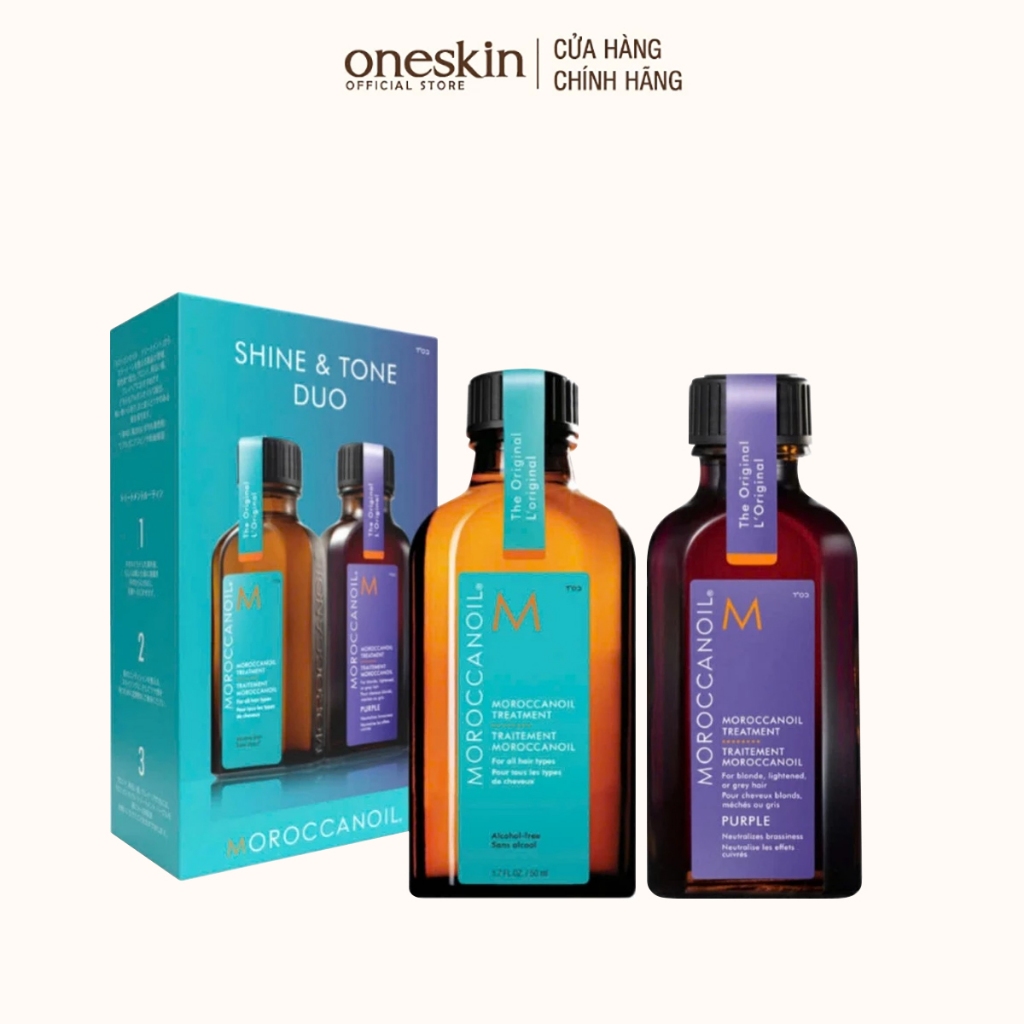 Set Tinh Dầu dưỡng Moroccanoil Treatment Shine & Tone Duo 50ML