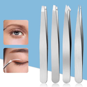 Nhíp Nhổ Lông Mày BỘ 4 CÁI nhíp nhổ râu nhổ tóc bạc dụng cụ nối mi gắn mí Bằng Thép Không Gỉ Chất Lượng Cao Dễ Sử Dụng