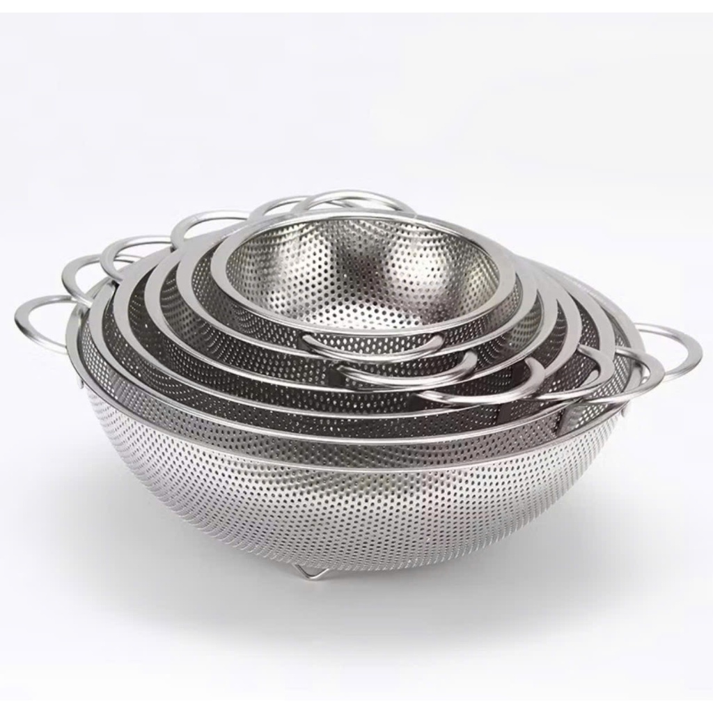 Set 3 rổ inox 304 đa năng lỗ lưới nhỏ dày - Rổ tròn inox 304 có 3 chân ...