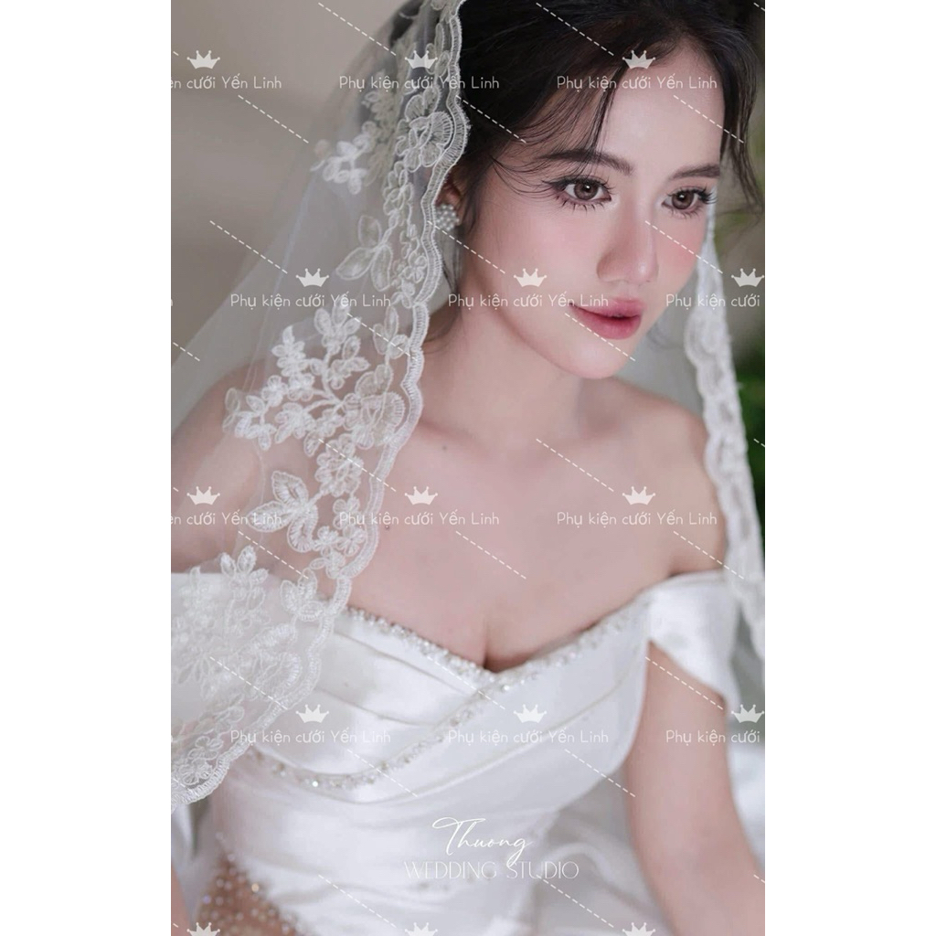 🎉🎉🎉Voan cô dâu đính viền ren xung quanh( ảnh thật ở cuối và video)-TN0705|PHUKIENCUOIYENLINH