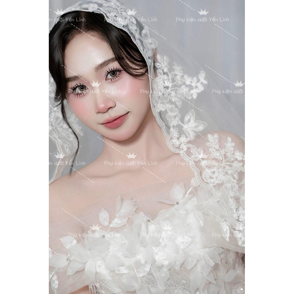 🎉🎉🎉Voan cô dâu đính viền ren xung quanh( ảnh thật ở cuối và video)-TN0705|PHUKIENCUOIYENLINH