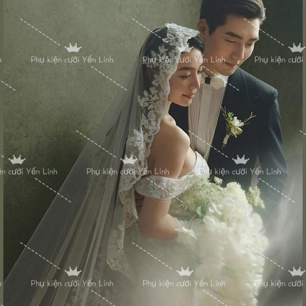 🎉🎉🎉Voan cô dâu đính viền ren xung quanh( ảnh thật ở cuối và video)-TN0705|PHUKIENCUOIYENLINH