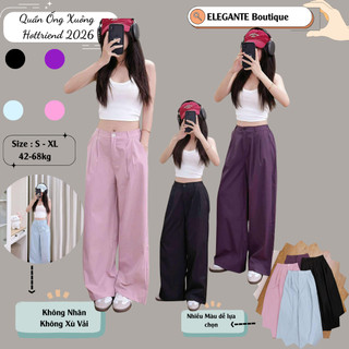 Quần Ống Xuông Cạp Trước Chun Sau Chất KAKI Gió Siêu Mát, Sang Chảnh, Dễ Phối Đồ ELEGANTE