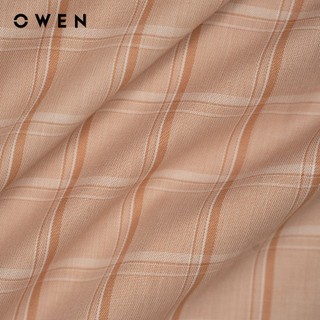 Owen - Áo sơ mi ngắn tay Body Fit AB250067NT màu Be đậm chất liệu Bamboo poly