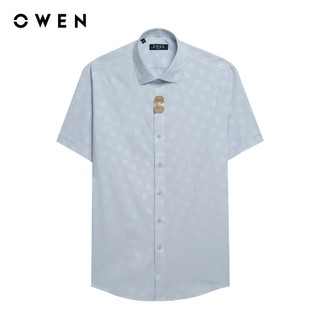Owen - Áo sơ mi ngắn tay Slim Fit AS250072N màu Xanh nhạt chất liệu Bamboo poly