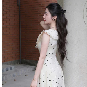 Đầm Nữ MAXI Hoa Chấm Bi Thắt Nơ Xinh Xắn Dành Cho Các Chị Em