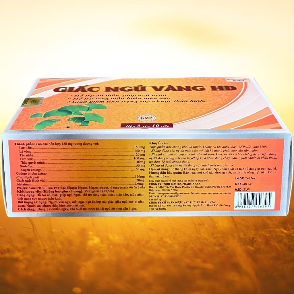 Combo 2 Hộp Giấc Ngủ Vàng HD Cam - Rostex - Hải Dương - Vitamin Thanh Lọc