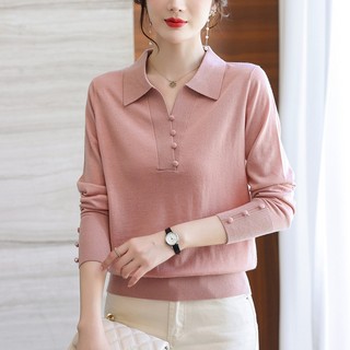 Áo Len Tay Dài Mùa Thu Cổ V cho Nữ SM90