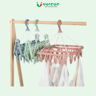 Móc Chùm Gấp Gọn 32 Kẹp Thái Tiện Lợi Phơi Đồ Cho Bé