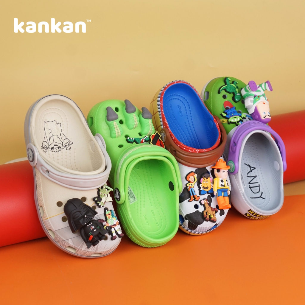 [Bản Cao Cấp] Sục Cho Bé Trai KanKanStore Dép Sục Trẻ Em Đã Bao Gồm Sticker Khủng Long Minecraft Ninja Rùa KA24