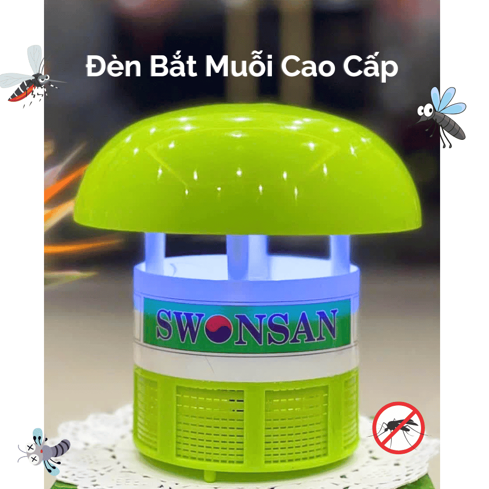 Đèn Bắt Muỗi, Máy Diệt Côn Trùng Hình Nấm màu Xanh và MẪU MỚI HÌNH TRỤ đèn Sáng Hơn, Quạt Mạnh Hơn Swonsan