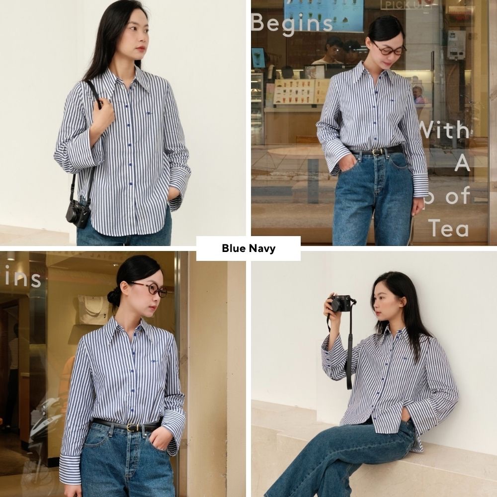 TheBlueTshirt - Áo sơ mi tay dài vạt bầu măng sét to dáng oversize cho nữ - Sydney Oversize Shirt - Women