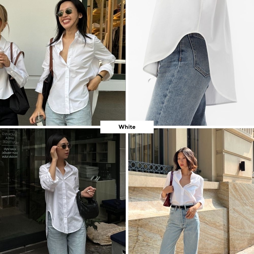 TheBlueTshirt - Áo sơ mi tay dài vạt bầu măng sét to dáng oversize cho nữ - Sydney Oversize Shirt - Women
