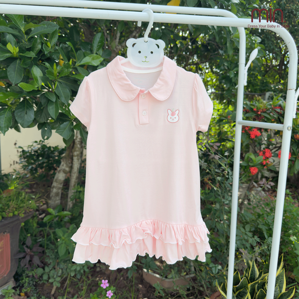 Váy Polo Bé Gái Anminaza Kiểu Dáng Điệu Đà Chân Váy Ngang Đùi Vải Sợi Tre Co Dãn Thoáng Mát - Hàng Chính Hãng AMI0263