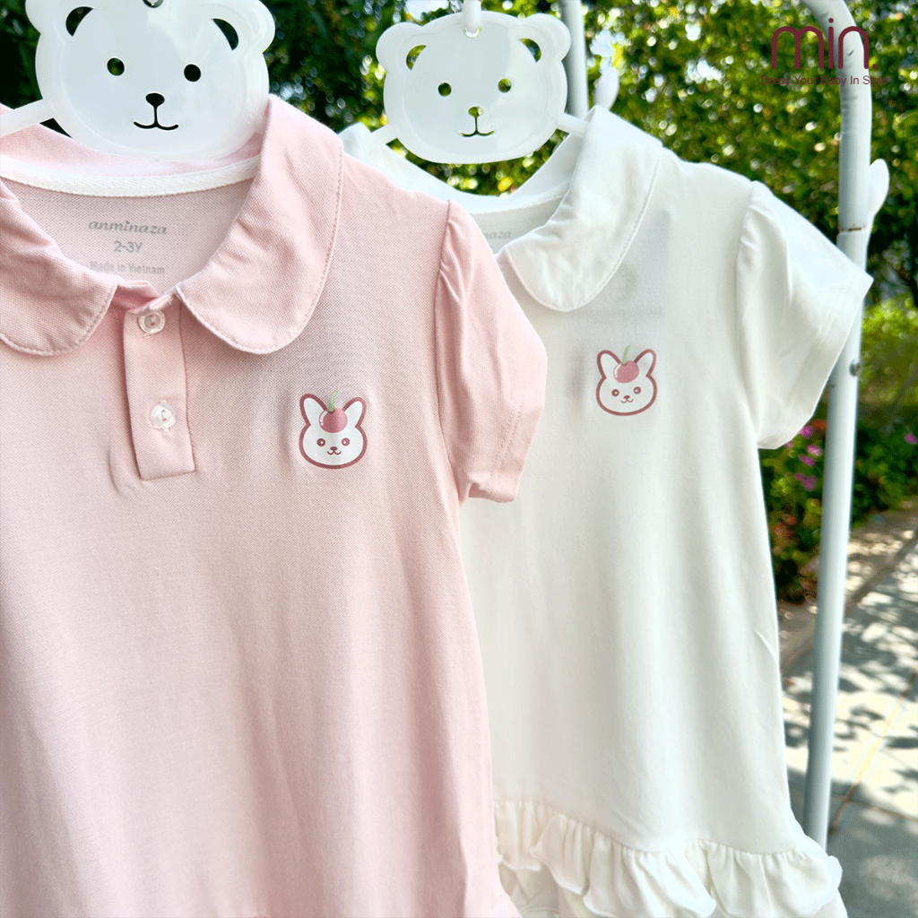 Váy Polo Bé Gái Anminaza Kiểu Dáng Điệu Đà Chân Váy Ngang Đùi Vải Sợi Tre Co Dãn Thoáng Mát - Hàng Chính Hãng AMI0263