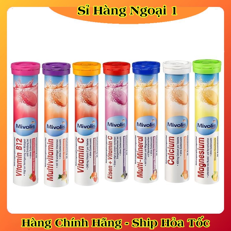 Viên sủi Mivolis vitamin tổng hợp hỗ trợ tăng cường hệ miễn dịch 20 viên - Hàng Đức