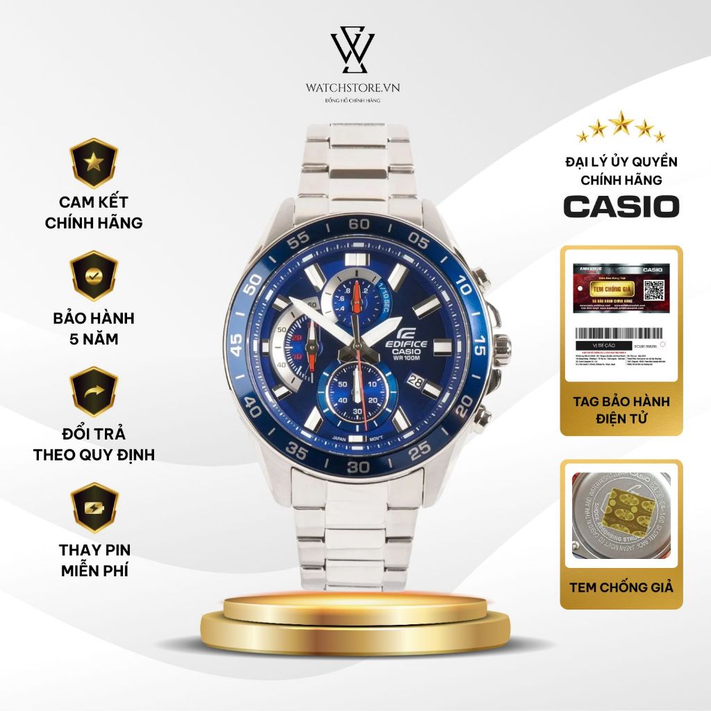 Đồng Hồ Casio Edifice Nam EFV-550D-2AVUDF Máy Pin/Quartz Size 47mm Kính ...