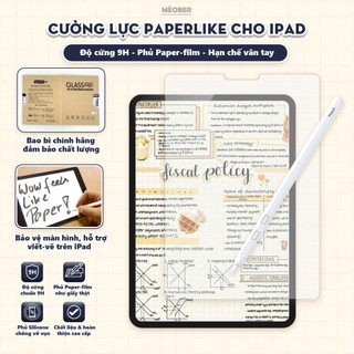 Kính cường lực Paperlike cho iPad - bảo vệ màn hình siêu cứng 9H, phủ paper-film nhám viết vẽ như trên giấy by MèoBer