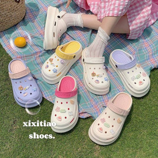 Dép sục nữ XIXITIAO kèm 14 sticker Pizza đế cao 5,5 cm kiểu sandal Mita CS-45