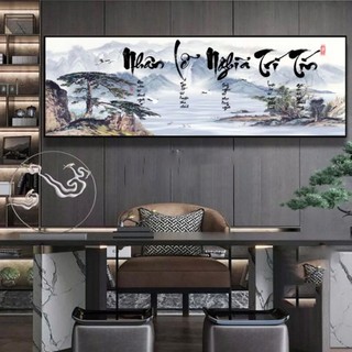 Tranh Bo Viền Cao Cấp - Tranh Treo Tường Thư Pháp Nhân Lễ Nghĩa Trí Tín - Tranh Kích Thước Lớn