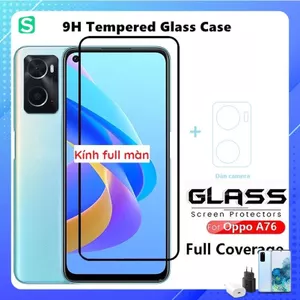 Kính cường lực oppo a76 4g full màn hình + dán bảo vệ camera chống trầy xước bụi bẩn