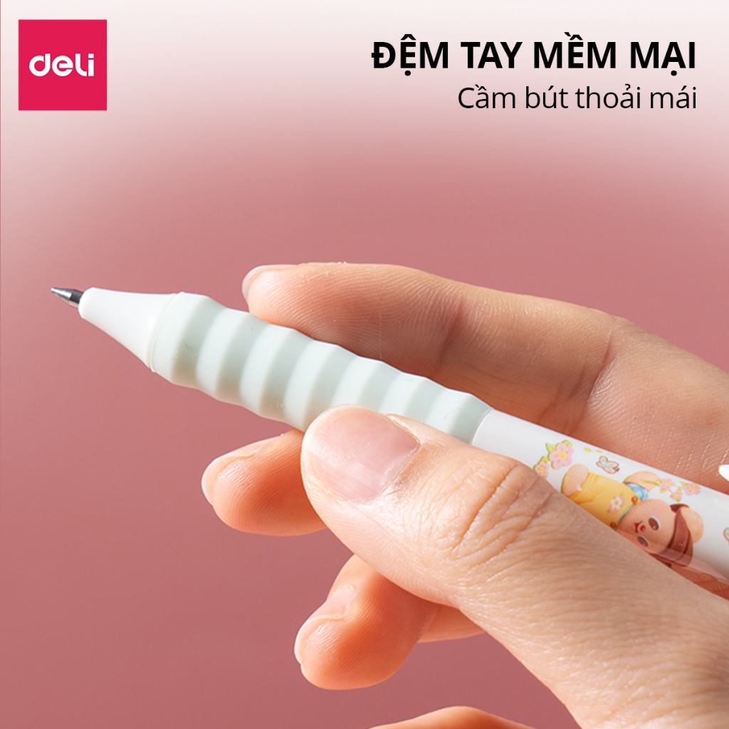 Bút Gel Bút Bi Nước Butterbear x Deli Dễ Thương Trơn Tru Mực Đen Mực Ra Đều Ngòi 0.5mm Đệm Tay
